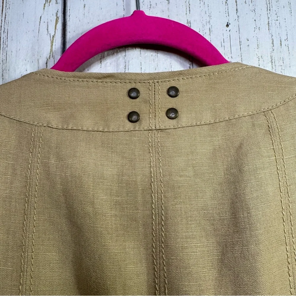 Kasper Linen Blend Blazer 24W Tan Neutral Office Chic Quiet Luxury Lagenlook